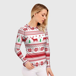 Рашгард женский Новогодние олени, цвет: 3D-принт — фото 2