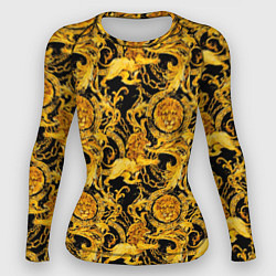 Женский рашгард Львы золотые узоры