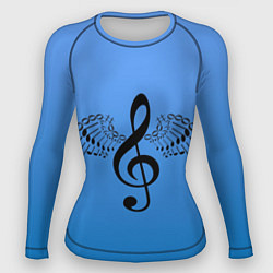 Рашгард женский Скрипичный ключ и крылья ноты, цвет: 3D-принт