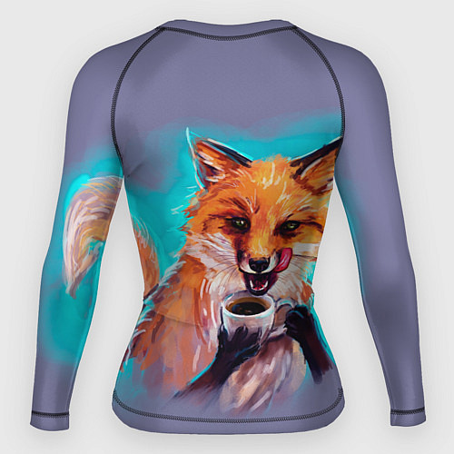 Женский рашгард Лиса с кофе / 3D-принт – фото 2