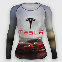 Рашгард женский Tesla Roadster, цвет: 3D-принт