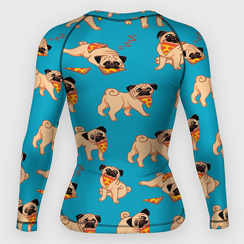 Женский рашгард Мопсы с пиццей / 3D-принт – фото 2