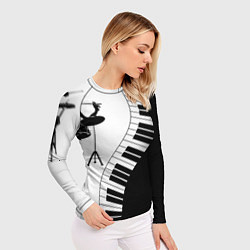 Рашгард женский Черно Белое пианино, цвет: 3D-принт — фото 2