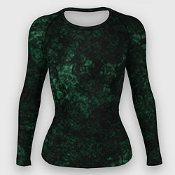 Рашгард женский Темно-зеленый мраморный узор, цвет: 3D-принт
