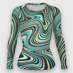 Женский рашгард Розово-зелёные разводы на воде паттерн