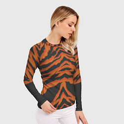 Рашгард женский Шкура тигра оранжевая, цвет: 3D-принт — фото 2