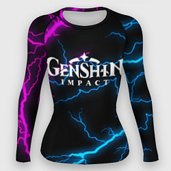 Рашгард женский GENSHIN IMPACT NEON FLASH НЕОНОВЫЕ РАЗРЯДЫ МОЛНИЙ, цвет: 3D-принт