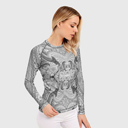 Рашгард женский Черно-белый абстрактный узор, цвет: 3D-принт — фото 2