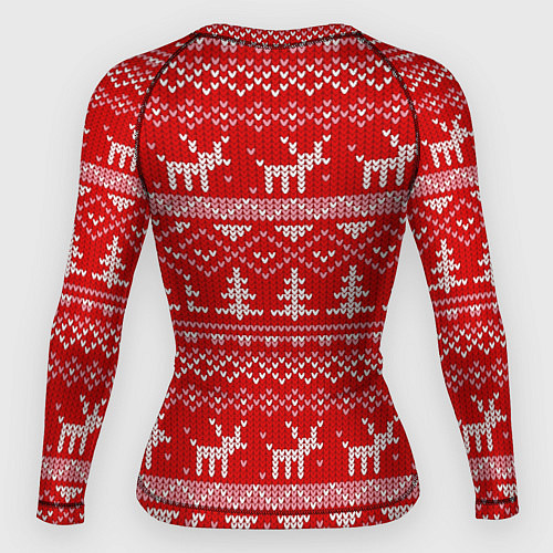 Женский рашгард Новогодний узор с оленями и елкой / 3D-принт – фото 2