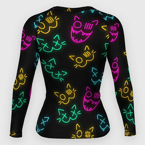 Женский рашгард НЕОНОВЫЕ КОТИКИ NEON FACES CATS / 3D-принт – фото 2