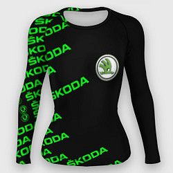 Рашгард женский SKODA LINE LOGO STYLE GREEN, цвет: 3D-принт