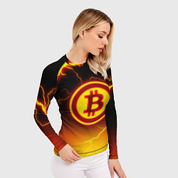 Рашгард женский ОГНЕННЫЙ БИТКОИН HODL IT BITCOIN, цвет: 3D-принт — фото 2