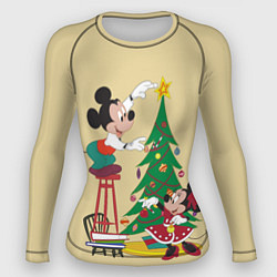 Рашгард женский Happy New Year Mickey and Minnie, цвет: 3D-принт