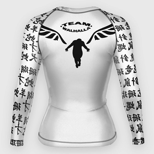 Женский рашгард WALHALLA TEAM НА СПИНЕ БЕЛЫЕ ИЕРОГЛИФЫ / 3D-принт – фото 2