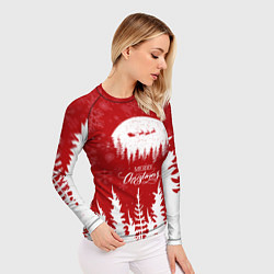 Рашгард женский Merry Christmas Новогодний шар, цвет: 3D-принт — фото 2