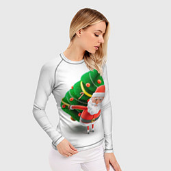 Рашгард женский Дед мороз с елкой, цвет: 3D-принт — фото 2