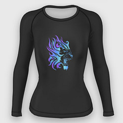 Женский рашгард Лев в синем пламени neon theme