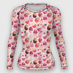Рашгард женский Пирожные с Ягодами, цвет: 3D-принт