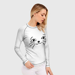 Рашгард женский Милый котик на белом, цвет: 3D-принт — фото 2
