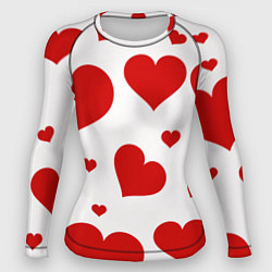 Рашгард женский Красные сердечки Heart, цвет: 3D-принт