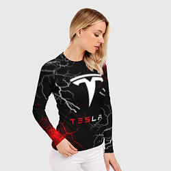 Рашгард женский Tesla Трещины с молниями, цвет: 3D-принт — фото 2