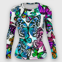 Рашгард женский Рой цветных бабочек, цвет: 3D-принт