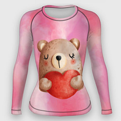 Рашгард женский Медвежонок с сердечком День влюбленных, цвет: 3D-принт