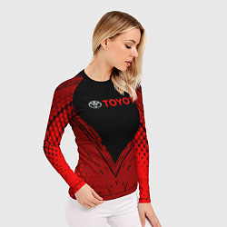 Рашгард женский Toyota Красная текстура, цвет: 3D-принт — фото 2