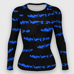 Рашгард женский Полосатый синий с черным как водяной тигр, цвет: 3D-принт