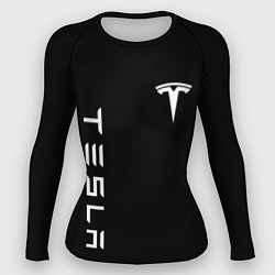 Рашгард женский Tesla Тесла логотип и надпись, цвет: 3D-принт