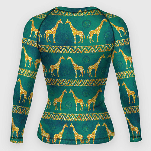 Женский рашгард Золотые жирафы паттерн / 3D-принт – фото 2