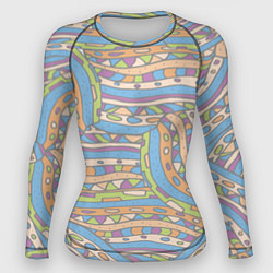 Рашгард женский Разноцветный геометрический узор в стиле дудл, цвет: 3D-принт
