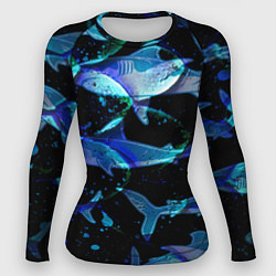 Рашгард женский На дне морском Акулы, цвет: 3D-принт