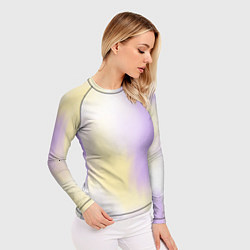 Рашгард женский Акварельный принт с желтым и фиолетовым цветами, цвет: 3D-принт — фото 2