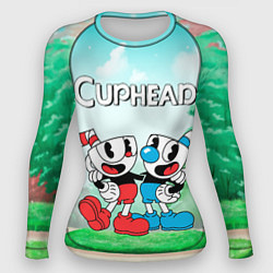 Женский рашгард Cuphead Красная и синяя чашечка