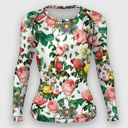 Рашгард женский Узор из летних роз Summer Roses Pattern, цвет: 3D-принт