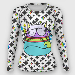 Рашгард женский Разноцветный котик, цвет: 3D-принт