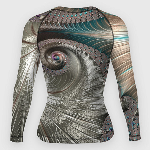Женский рашгард Fractal pattern Spiral Серебристый фрактал спираль / 3D-принт – фото 2