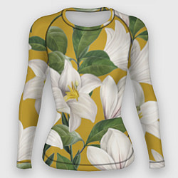Рашгард женский Цветы Белые Лилии, цвет: 3D-принт
