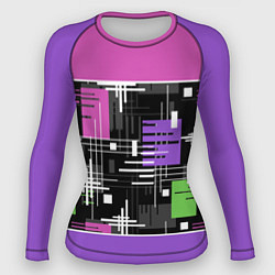 Рашгард женский Розово-фиолетовый геометрические фигуры и полосы, цвет: 3D-принт