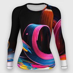 Рашгард женский Разноцветный мазки краски Абстракция Multicolored, цвет: 3D-принт