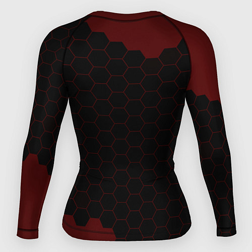 Женский рашгард Символ Doom и краска вокруг на темном фоне / 3D-принт – фото 2