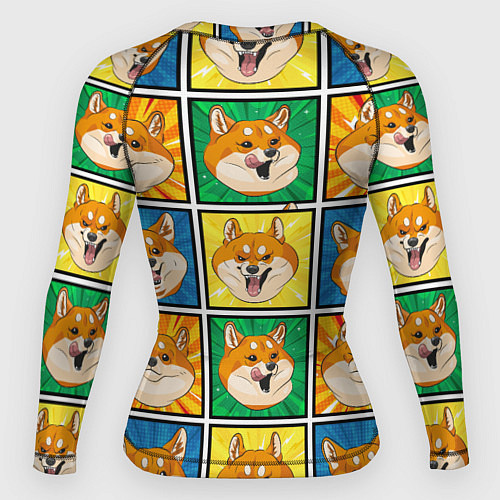 Женский рашгард Pop art shiba inu / 3D-принт – фото 2