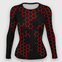 Женский рашгард НАНОКОСТЮМ Black and Red Hexagon Гексагоны