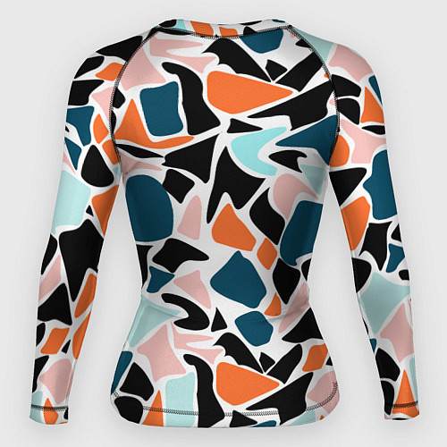 Женский рашгард Абстрактный современный разноцветный узор в оранже / 3D-принт – фото 2