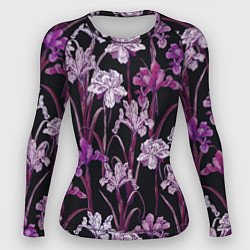 Рашгард женский Цветы Фиолетовые Ирисы, цвет: 3D-принт