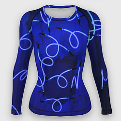 Рашгард женский Неоновые закрученные фонари - Синий, цвет: 3D-принт
