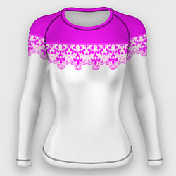 Рашгард женский White and pink lace pattern, цвет: 3D-принт