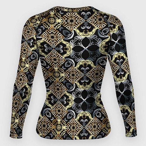 Женский рашгард BLACK AND GOLD узоры / 3D-принт – фото 2