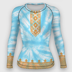 Рашгард женский Славянская тай-дай рубаха, цвет: 3D-принт